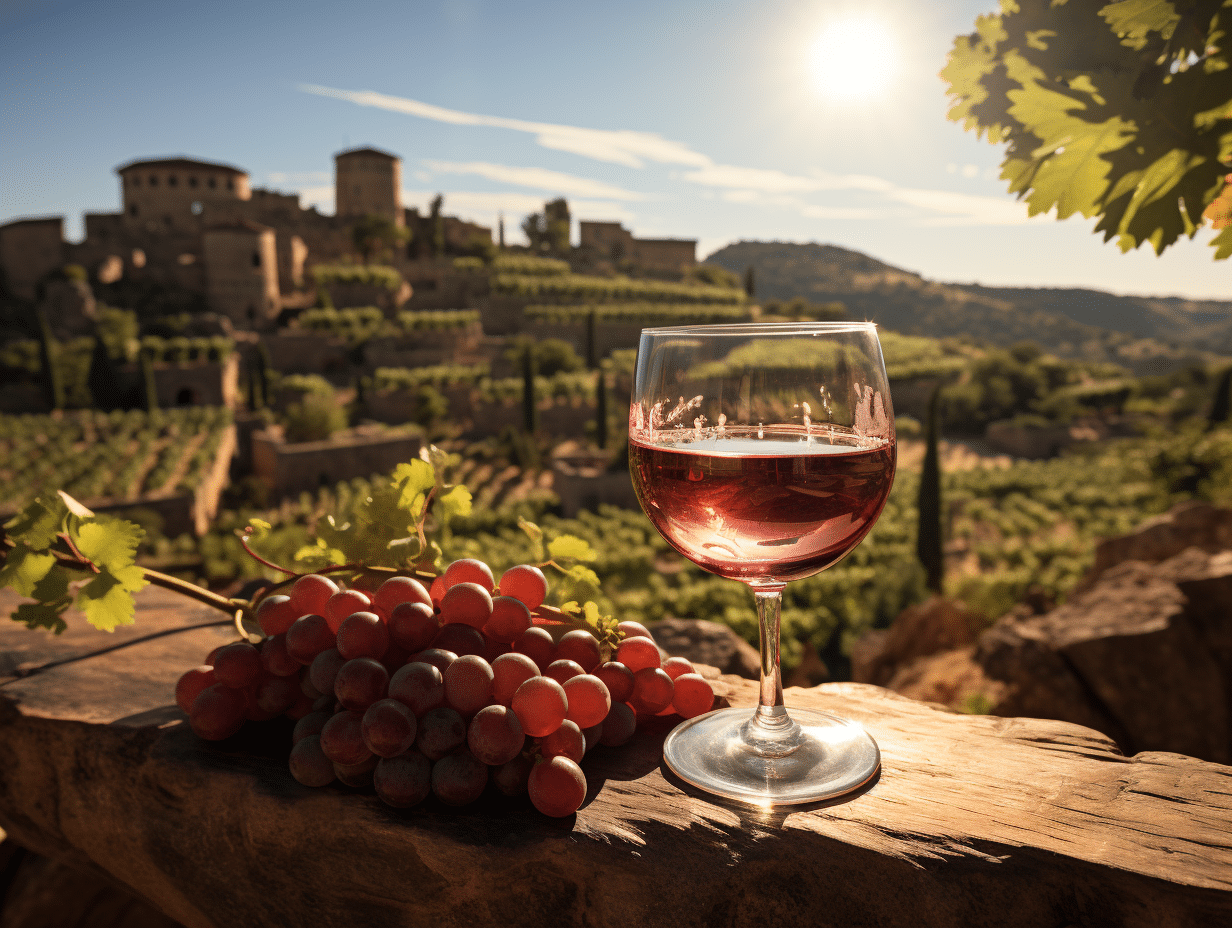 Vignoble provençal avec rangées de vignes sous un ciel bleu