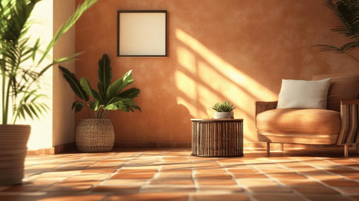 Carrelage terracotta apportant chaleur et authenticité à un intérieur moderne