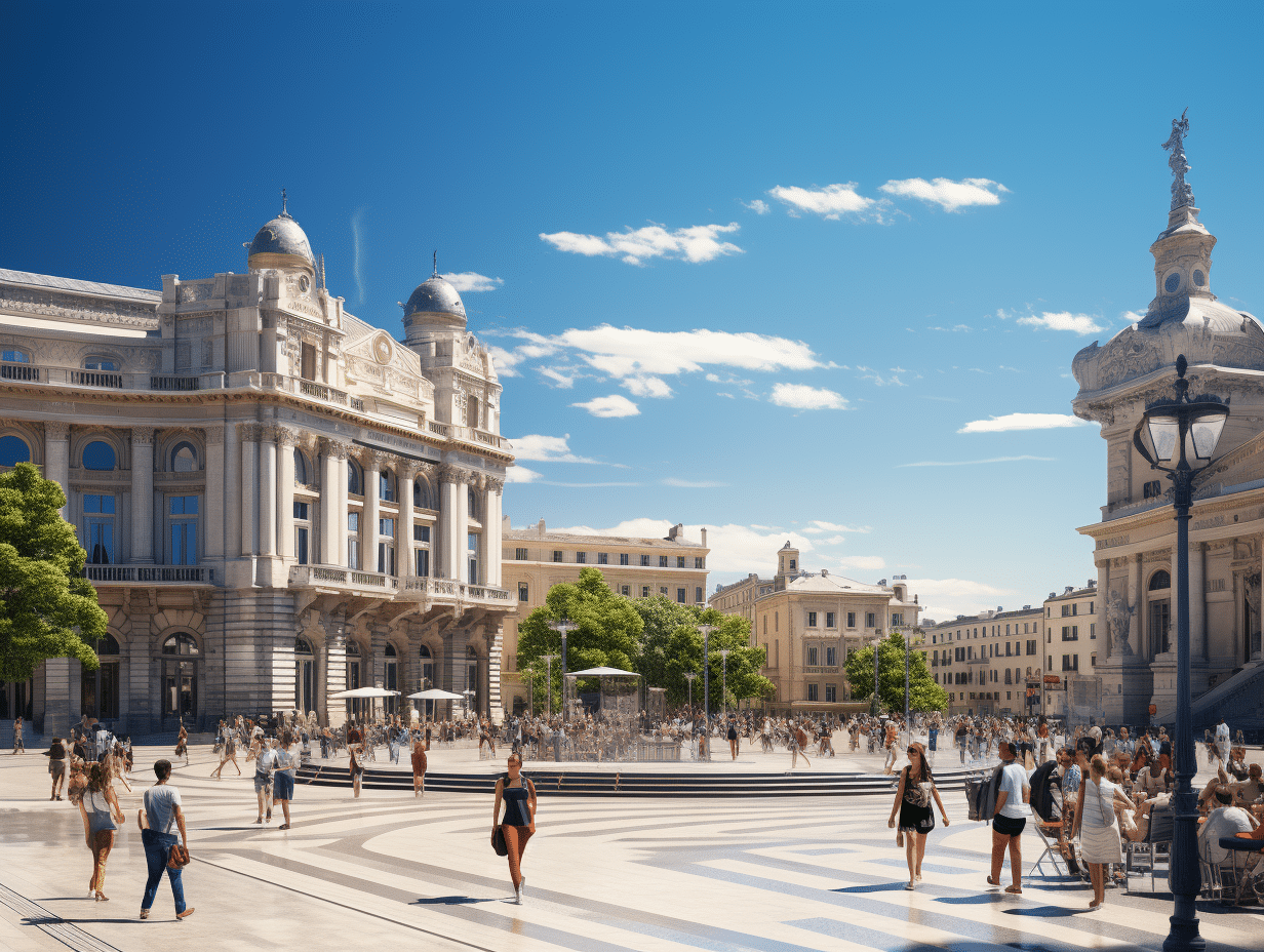 Vue de Montpellier avec ses bâtiments modernes et son ambiance dynamique