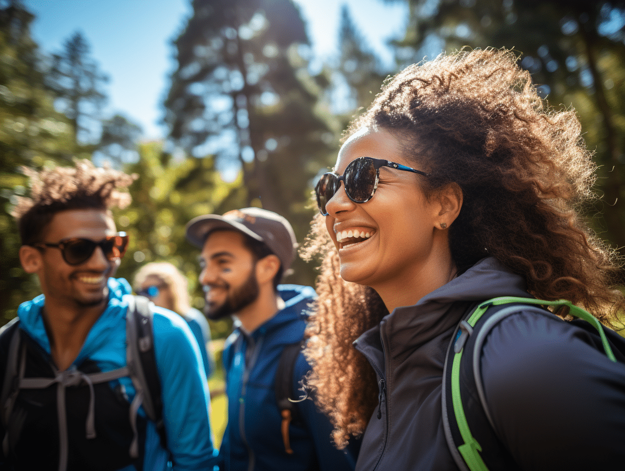 Équipe en pleine activité sportive lors d'un team building en extérieur