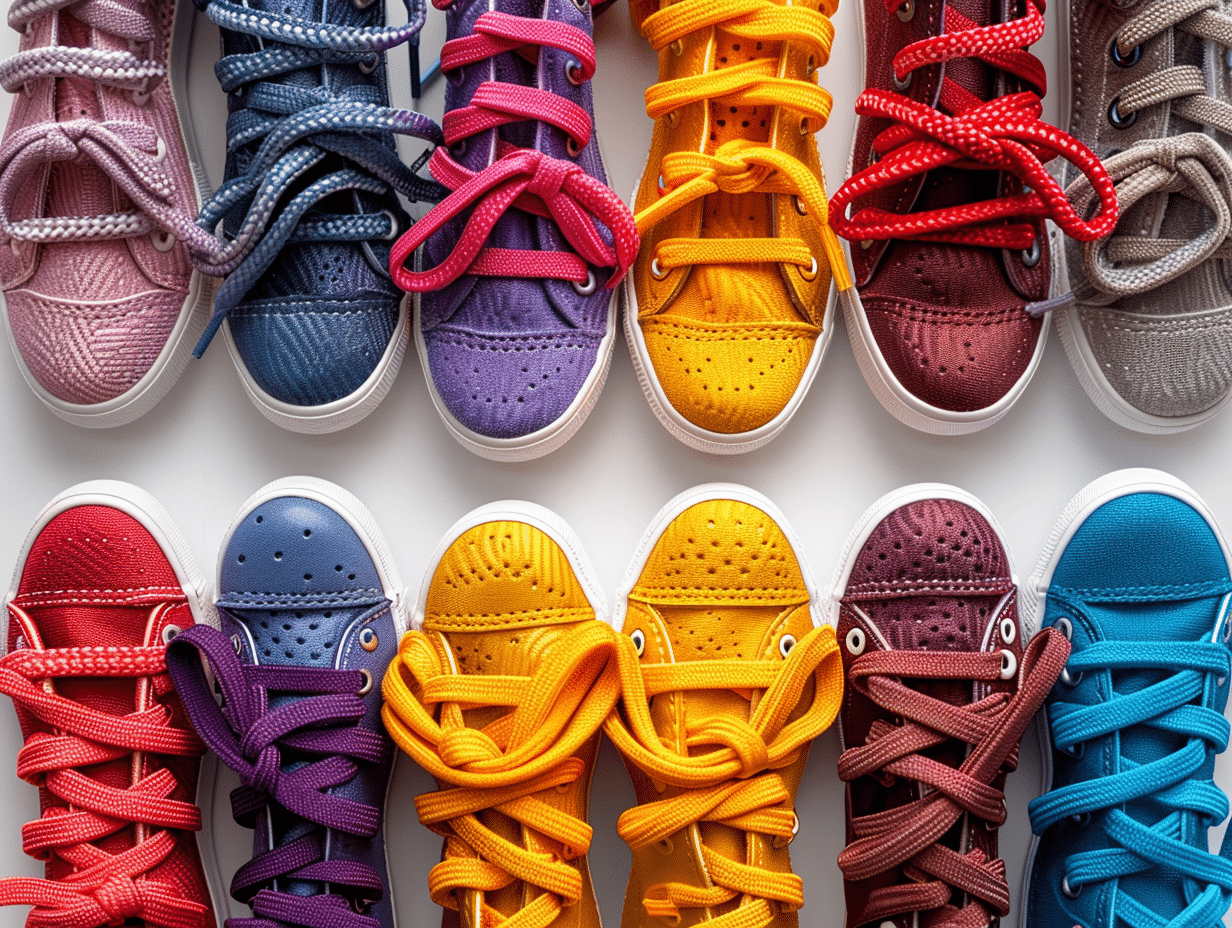 Lacets de baskets colorés avec des techniques de laçage créatives