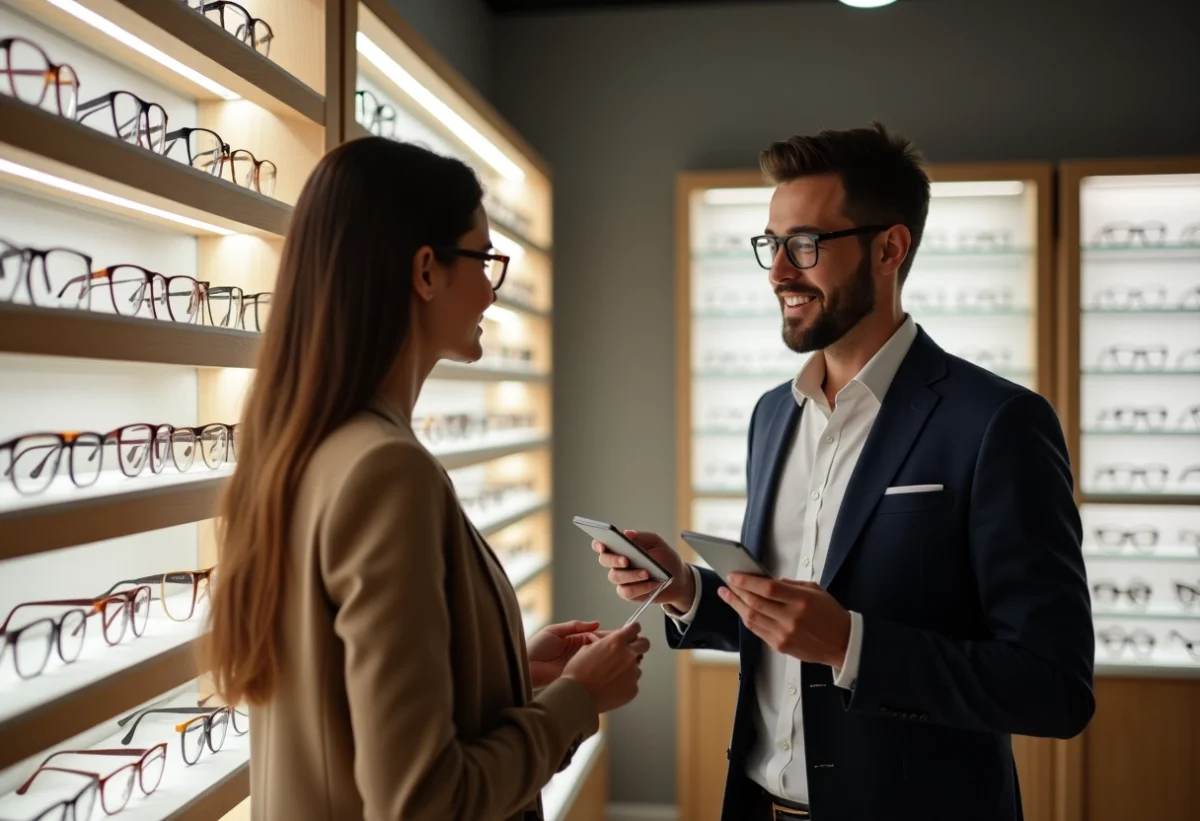 Services personnalisés d'un opticien pour lunettes et lentilles