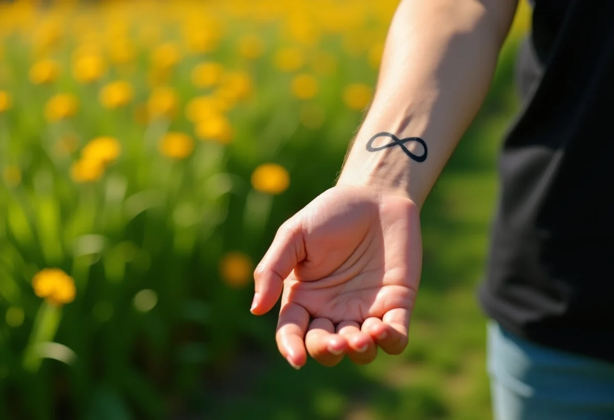 Tatouage infini en forme de huit couché sur la peau